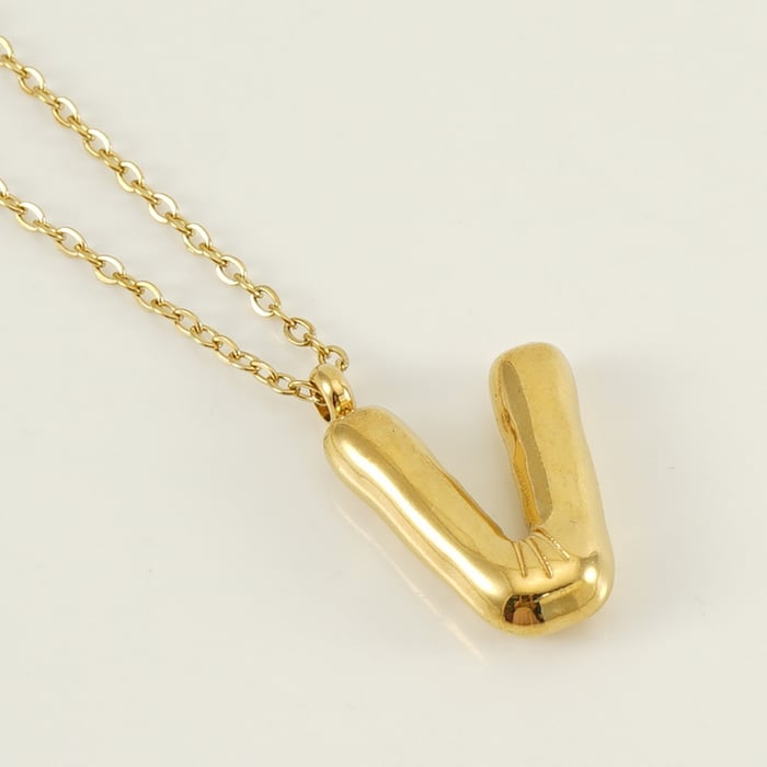 1 Piece Simple Series Simple Letter V Stainless Steel  Gold Color Women's Pendant Necklaces 